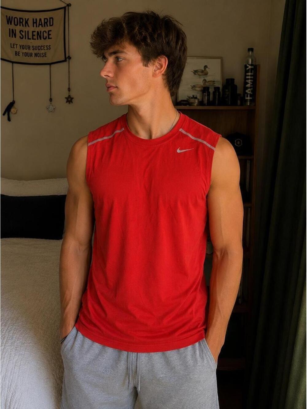 Nike Men's Red Vests-tanks-cami